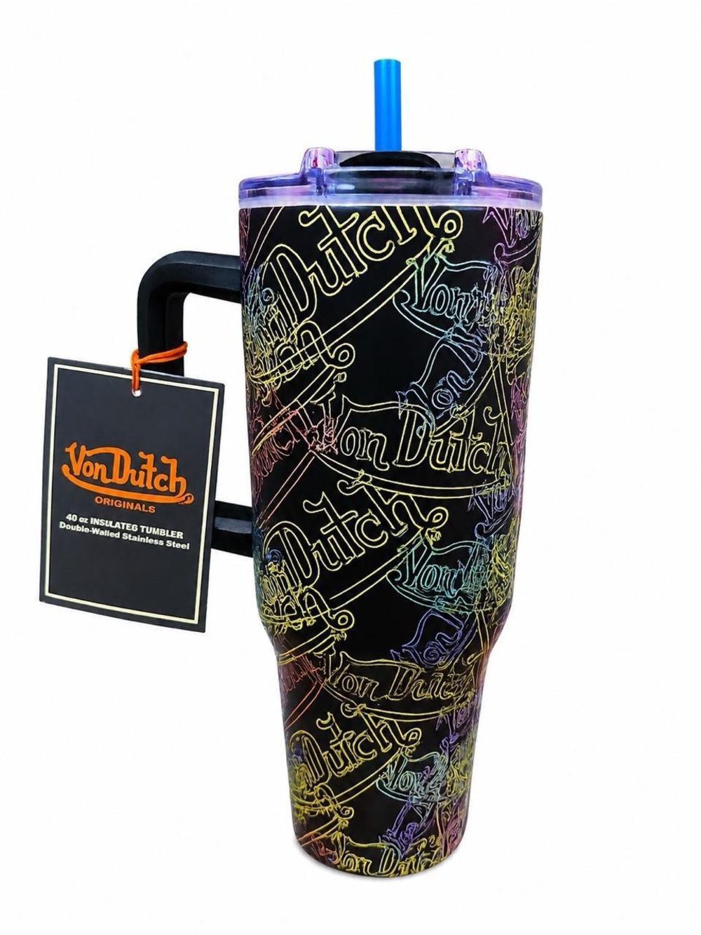 Von Dutch Tumbler, 40oz with lid & straw